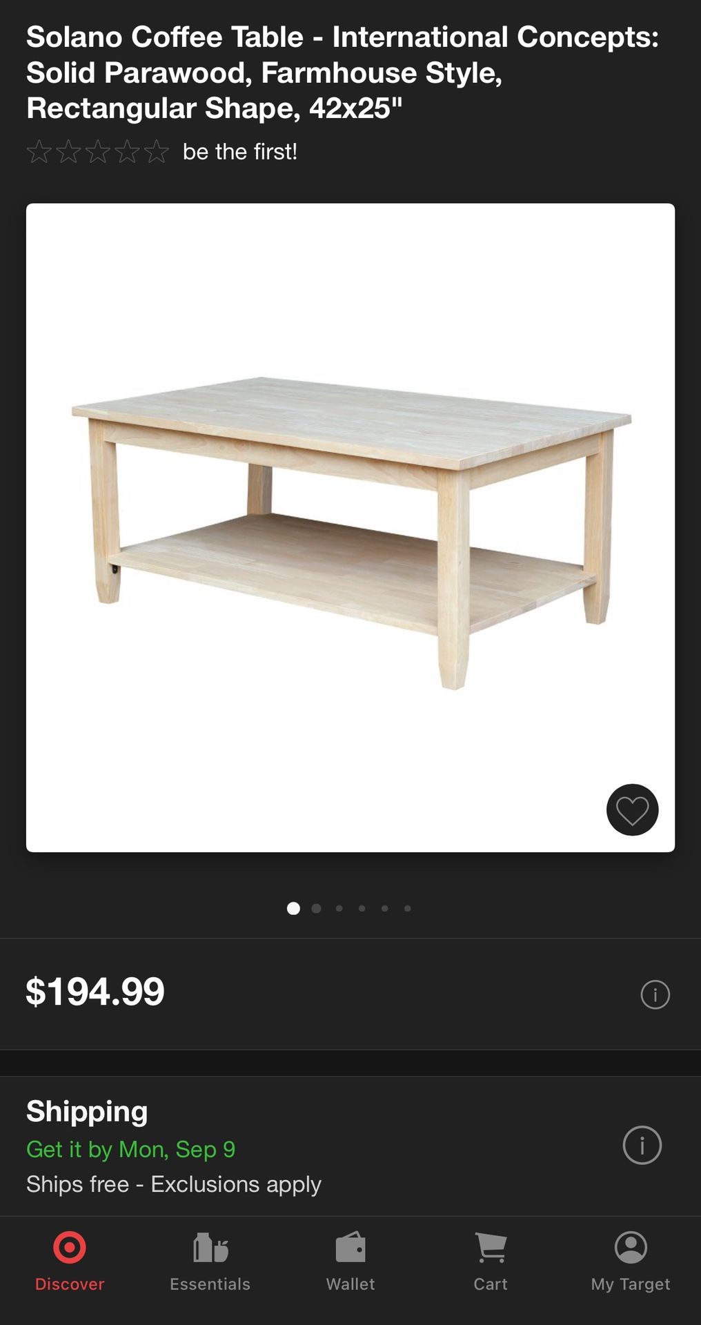 Solano Coffee Table International Concepts Solid Parawood, Farmhouse Style