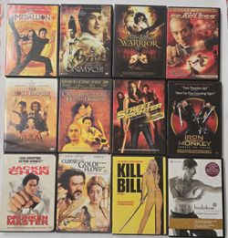 Kung Fu Martial Arts DVD Lot 12 Titles Jackie Chan Jet Li Kill Bill Collection