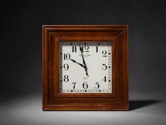 Vintage Square Wood Framed Wall Clock – 15” x 15”