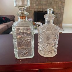 2 Antique Crystal Liquor Decanters