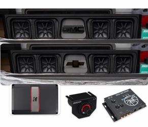 GMC SIERRA CHEVY SILVERADO CREW CABS FULL BASS PACKAGE KICKER AUDIO CUSTOM BOX INSTALLED
