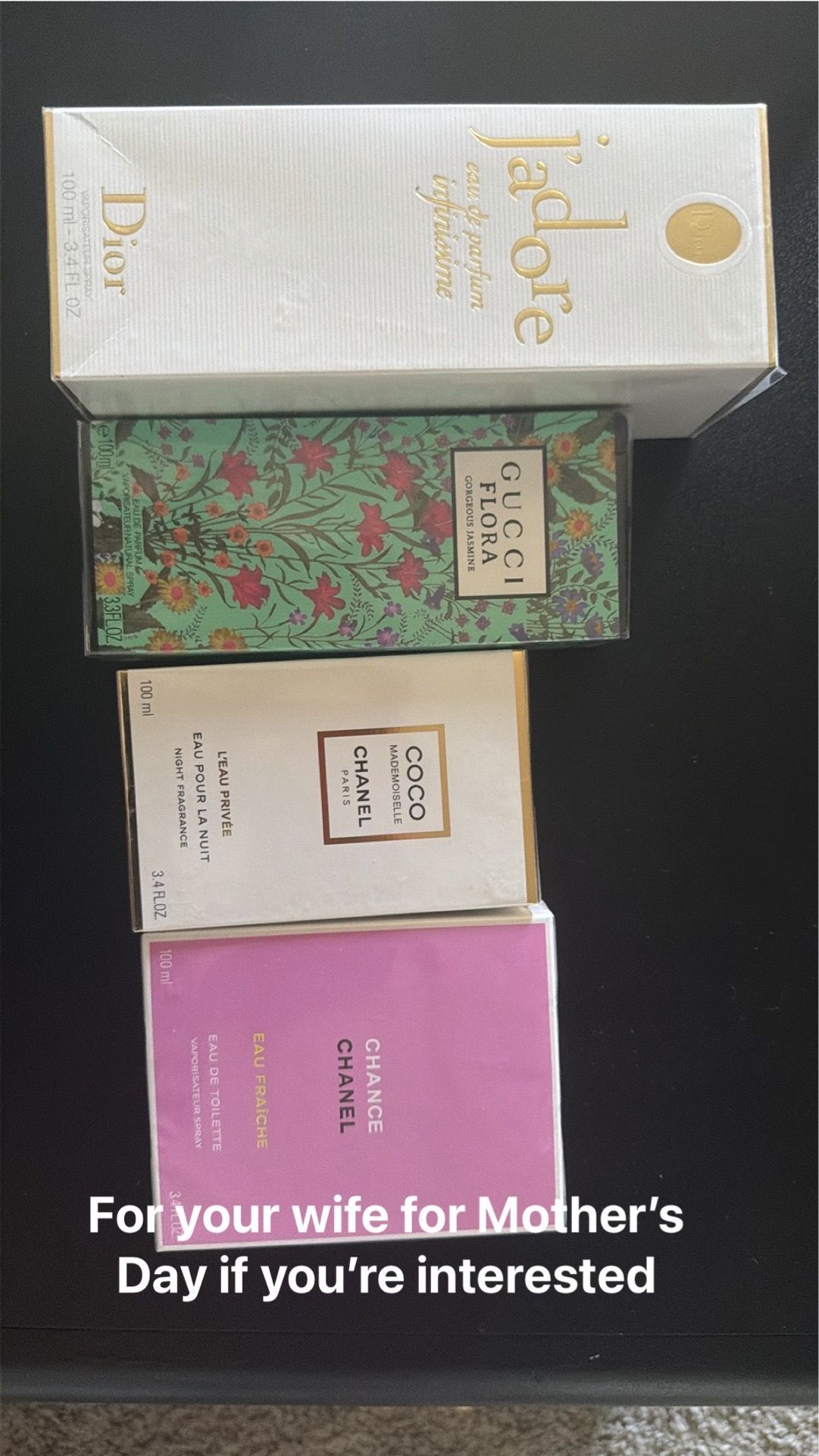 Women’s perfumes, Chanel, Gucci, Dior