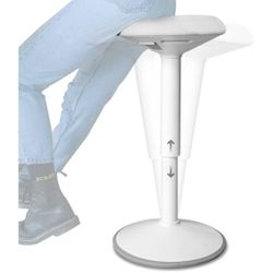 Standing Desk Stool Chair Backerz White 21-31” Swivel Anti- Slip Bottom Ergonomic 