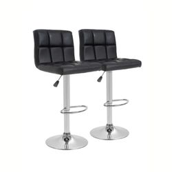 New Open Box BestOffice Adjustable Synthetic Leather Swivel Bar Stools, Black