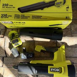 RYOBI ONE+ 18V 100 MPH 350 CFM Cordless Battery Variable Speed Jet Fan Leaf Blower with 4.0 Ah Battery and Charger