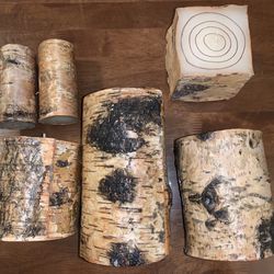 Pottery Barn Real Birch Tree Bark Pillar Candle Unscented New Without Package Set Of 6 