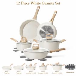 12-Piece Nonstick Granite Cookware Set 🍳 Pots & Pans for All Stovetops NEW