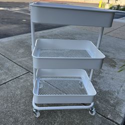 3 Tier Metal Rolling Cart with Wheels