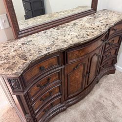 One Marble Top Dresser And One King Size Bed And Matching Dresser