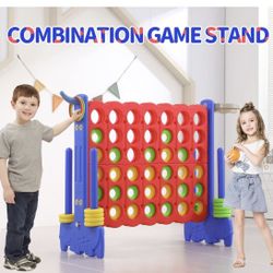 Kids Game Giant 4-in-a-Row Game, Basketball Hoop, Ring Toss,