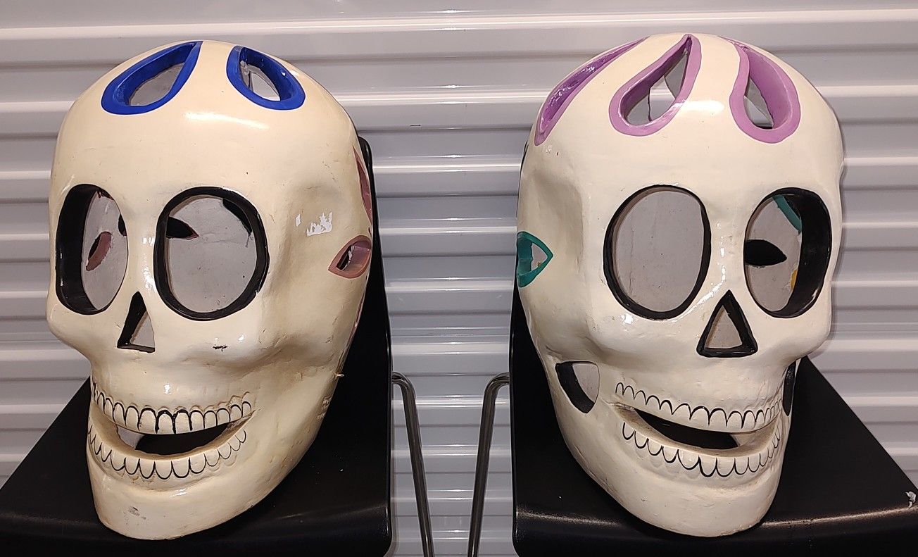 Two Large Amigos Luminaries Day of the Dead Sugar Skulls