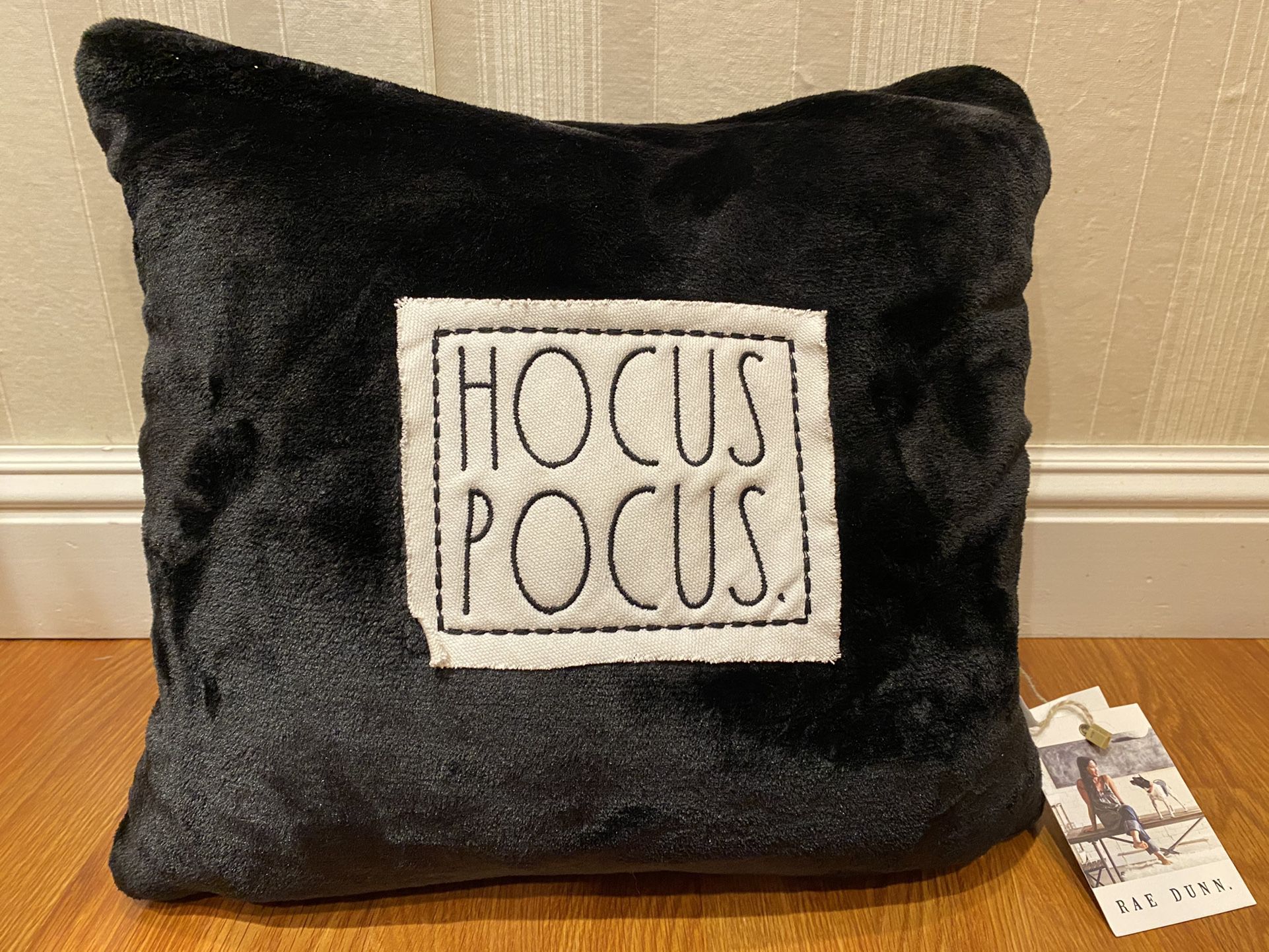Rae Dunn Halloween Hocus Pocus Plush Pillow Black
