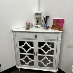 White Corner Mirror Cabinet