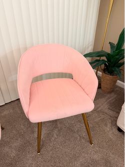 Pink Velvet Accent / Vanity Chair with Gold Legs