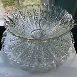 Vintage 1950’s Tiffin BRISTOL DIAMOND Glass Punch Bowl with Underplate by Tiffin-Franciscan