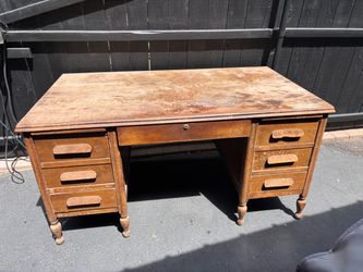 Vintage wood school teachers desk