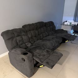 dark grey recliner couch 