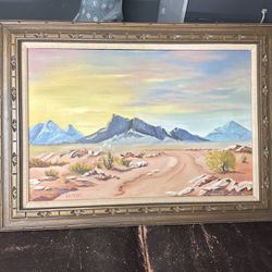 Vintage Desert Oil Painting 