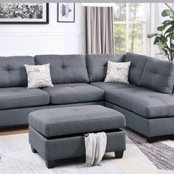 Sectional Sofa Set With Ottoman 