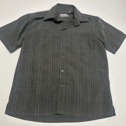 Mens Milano Bay Short Sleeve casual dress button shirt green plaid size small