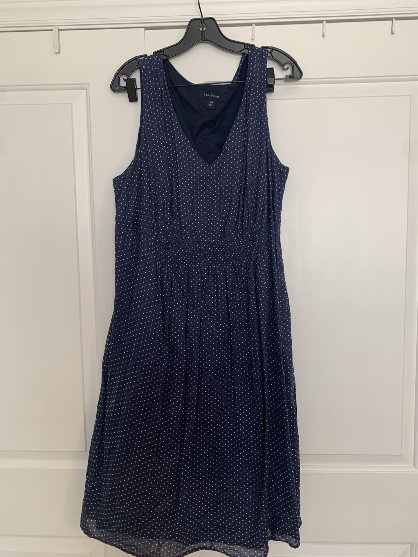 Lands End Dress Polka Dot Size 24 Sundress Smocked