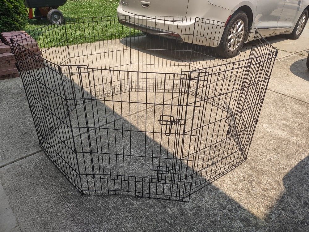 Pet Pen Collapsible Wire Step Through Door Accessories 30 Inches Tall