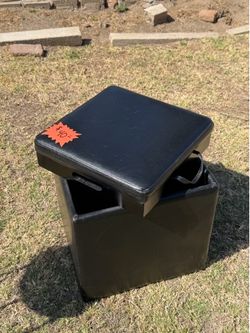 Leather Storage Ottoman with Tray Lid