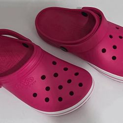 # Crocs Women’s Classic Clogs Size M 5-7W  Dark Pink /White  Sandals