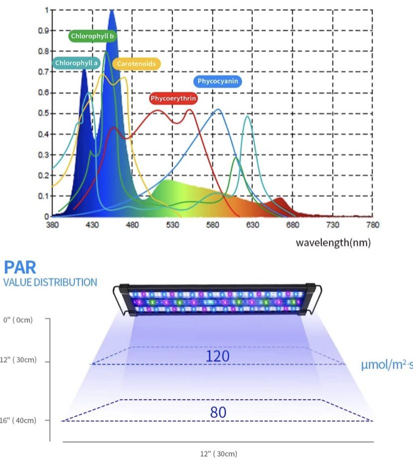 LUXCARE 25W Saltwater Aquarium Light with Full Spectrum LED, Exclusive Reef Coral Light Spectrum for 18-24 inches Marine Nano Fish Tank,Dim Dual Chann
