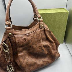Gucci Leather Tote Soft Leather 
