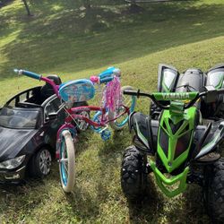 BMW Electric Small Car Bike And Yamaha Raptor Kids ATV
