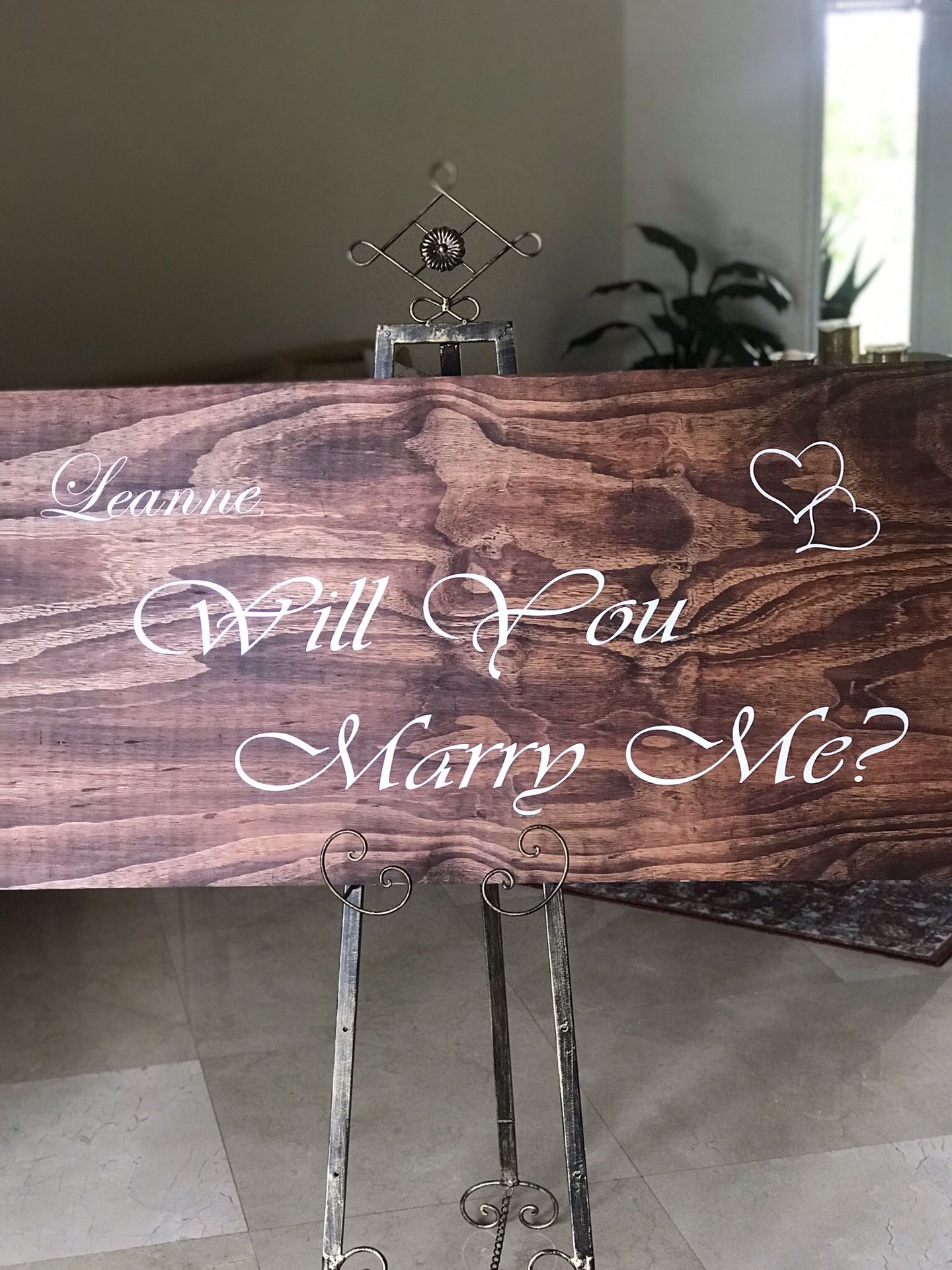 Custom wood wedding proposal sign