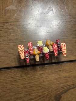 Cheetah Girl 3D Charm Press-On Nails | Pink & Yellow Leopard Print Set