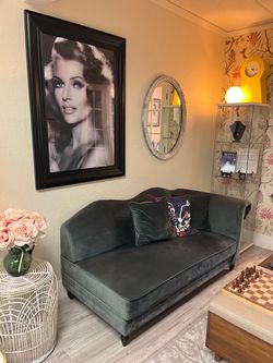 Velvet Lounge sofa and pillows