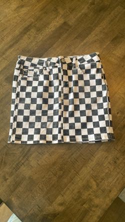 Checkered Jean Skirt , Size 5  $6