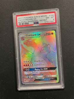 Charizard GX Rainbow Hyper Secret Rare PSA Graded 8 *MINT* Pokémon Card 2017 Sun Moon Burning Shadows 150/147 Pokemon Slab FA Full Art Zard CGC
