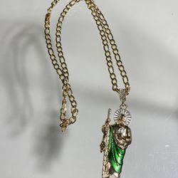 Gold-Coated San Judas Necklace/Chain
