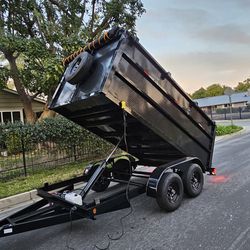NEW DUMP TRAILERS 8X12X4 ROLLING TARP AND SPARE TIRE 2024 YEAR ELECTRIC BRAKES LIGHTS REMOTE CONTROL TITLE IN HAND READY FOR WORK🙂🙂🙂🙂🙂**********