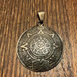 Aztec calendar pendant, Sterling silver