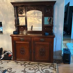 Wood Hutch with Mirror. Two Peices. Free