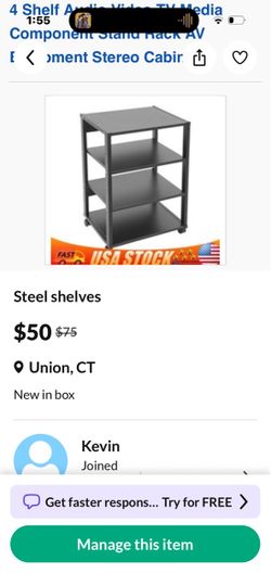 4-Shelf AV Media Component Stand Rack