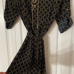 Michael Kors Navy Blue and Gold Dress Size XL