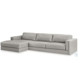 Gray Leather Sectional with Chaise Lounge