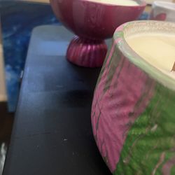 Gourmet Candle - Unique Pink And Green Citrus Scented