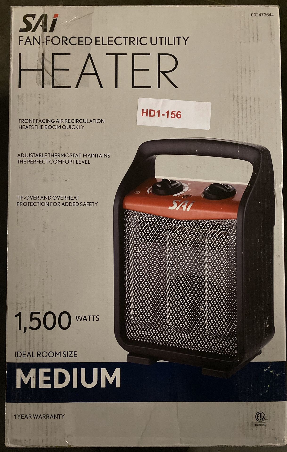 1,500-Watt Recirculating Utility Heater