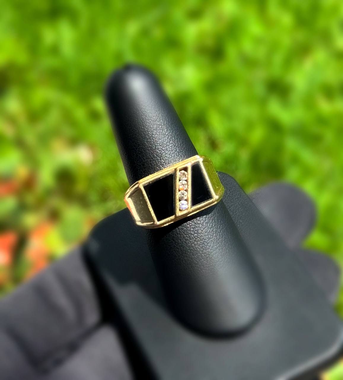 Jewelry Antique 14k solid yellow gold onyx stone natural diamond 1.00CT ring sz 8.75