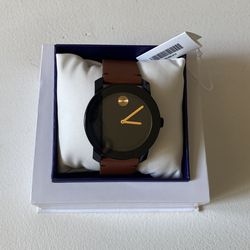 Movado - Unisex Swiss Bold Rustic Brown Leather Strap Watch 42mm