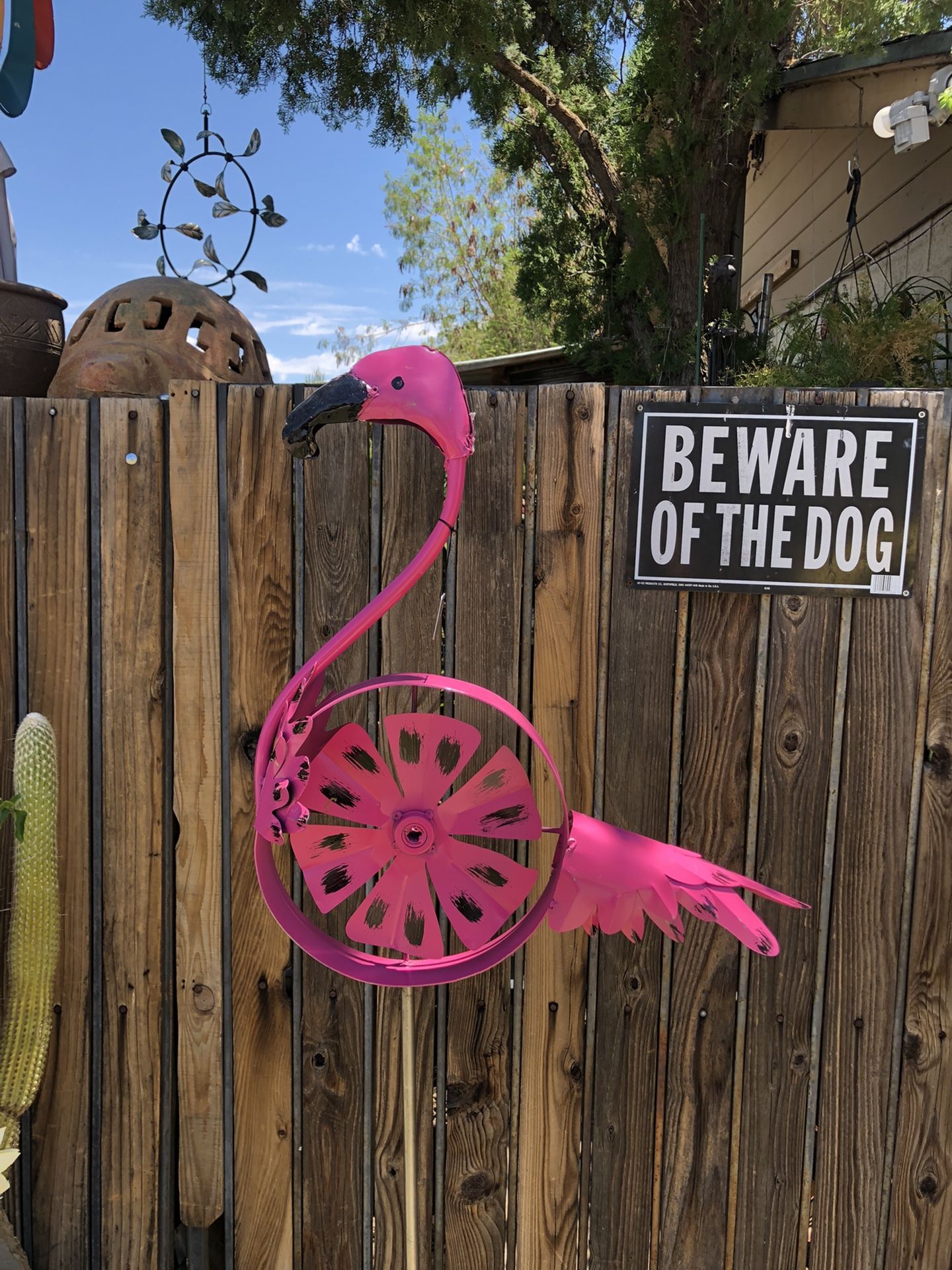 Metal Flamingo Wind Spinner