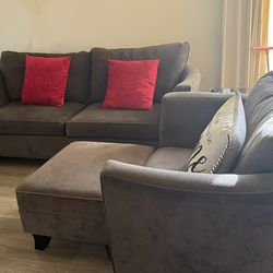 Living Room Furniture Set – Sofa + Armchair with Ottoman