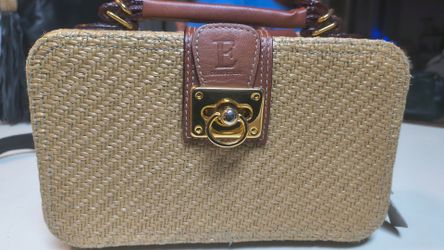 Vintage E Collection Woven Straw Box Handbag